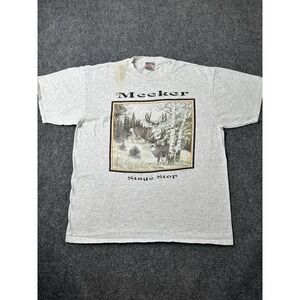 Mens T Shirt Oneita Meeker Stage Stop Deer Graphic 1995 USA, Size XL